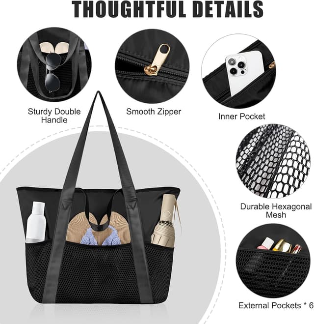 Detalle de flintronic Borsa Mare Grande Donna impermeabile con rete e tasche, per spiaggia e piscina