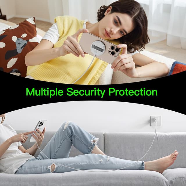 Detalle de New 15W MagSafe Magnetic Wireless Charging Pad (2-Pack, Ultra-Thin Portable) with PD 20W Block