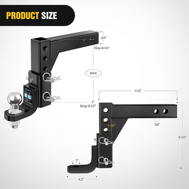 Detalle de Nilight Adjustable Hitch Ball Mount 7500 lbs