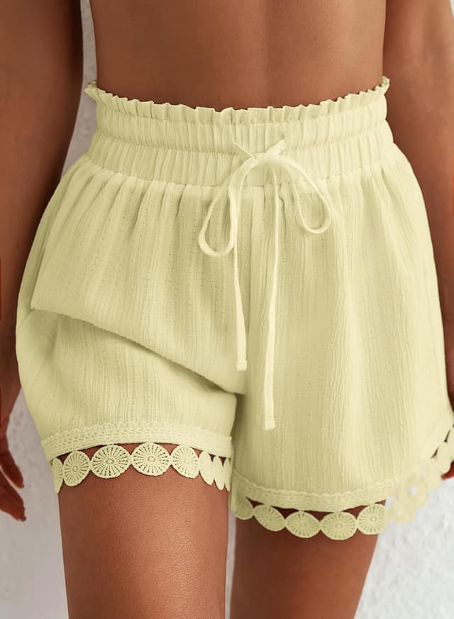 Detalle de Dokotoo Women’s Summer Lace Boho Beach Cover-Up Shorts (Elastic Waist Drawstring)