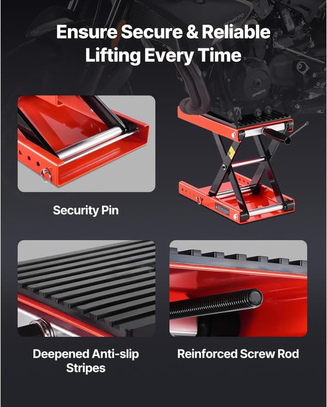 Detalle 2 de VEVOR Motorradheber mit Höhenverstellung 105–380 mm (bis 544 kg) – Scherenhebebühne mit Ratsche & Kurbel