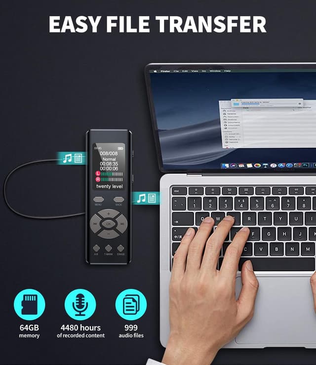 Thumbnail 6 de DISTANCEE 64GB Digital Voice Recorder — voice activated