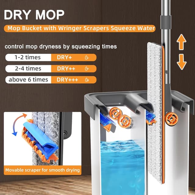 Thumbnail 2 de MUEE Flat Mop and Bucket Set with 3 Refills 🧹