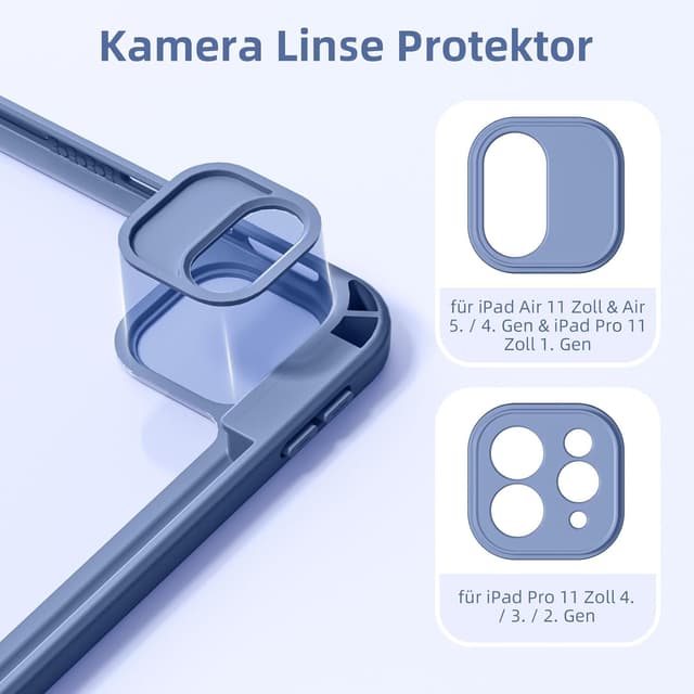 Detalle de drivego 360° drehbare Hülle für iPad Air 11 Zoll (M4/M3/M2) & iPad Pro 11 Zoll mit abnehmbarer Magnet-Rückseite, Blau