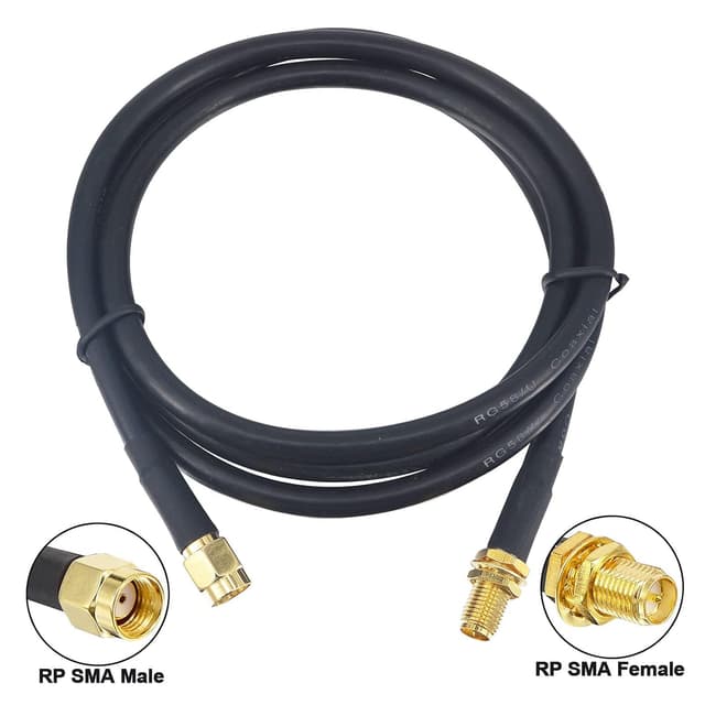 Detalle 2 de Boobrie Upgraded RP-SMA Male to RP-SMA Female 1m RG58/U coaxial extension cable