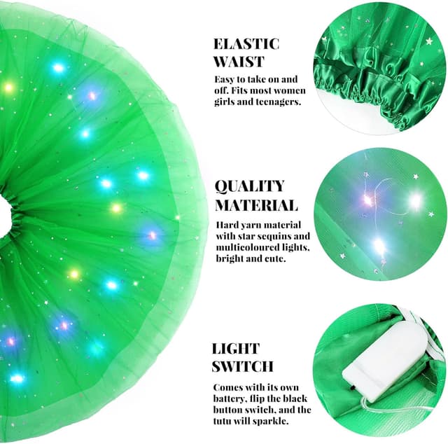 Detalle de Jupe en tulle LED Kefiyis pour femme, adulte et adolescente (tutu lumineux, plusieurs couleurs)