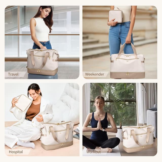 Thumbnail 6 de VNINE Borsone da viaggio donna con scomparto scarpe e separazione asciutto/bagnato, bagaglio a mano e weekender