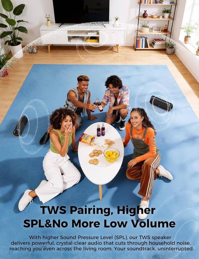 Detalle 2 de BolaButty Bluetooth Speaker with HD Sound (IPX5, up to 20H, TWS pairing) — Portable Wireless Speaker in Black