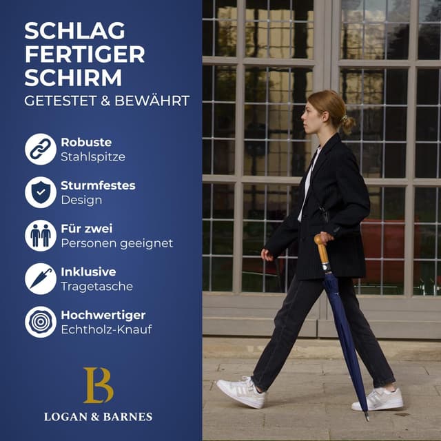 Thumbnail 6 de LOGAN & BARNES DETROIT Regenschirm Selbstverteidigung 120 cm