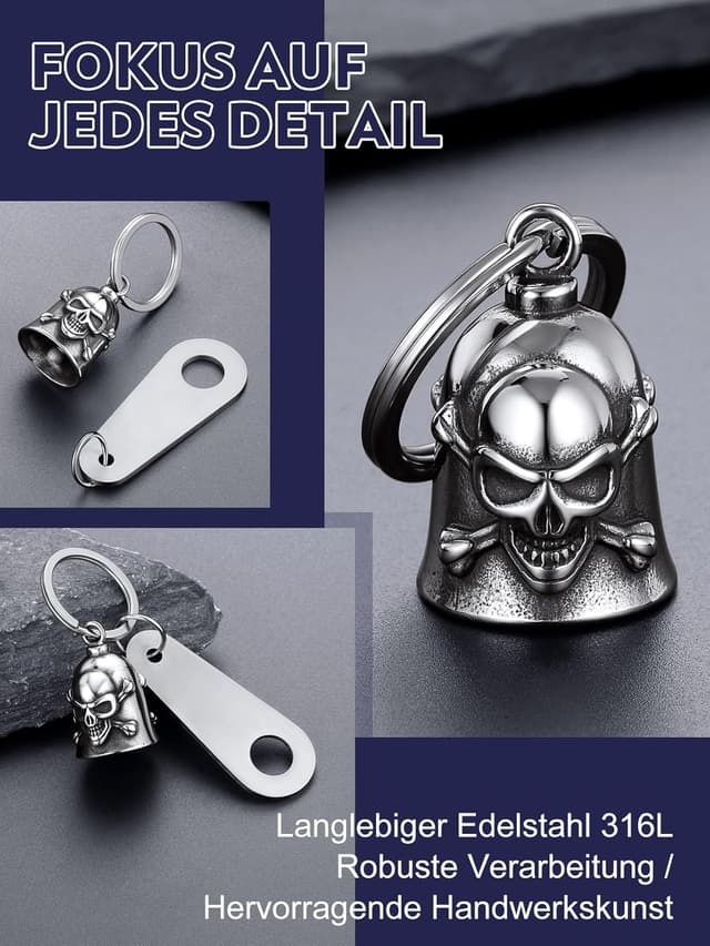 Detalle 1 de Bandmax Motorrad Glocke Schlüsselanhänger 61,7 mm