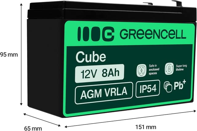 Detalle de GreenCell Batteria al piombo AGM 12V 8Ah VRLA sigillata esente da manutenzione per UPS, allarmi e giochi