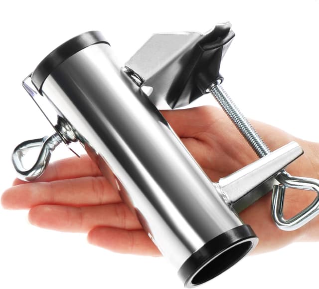 Detalle de Com-four Porte-parasol en métal XL avec pied pour balcon, terrasse ou table (1 pièce) Ø 25 à 38 mm