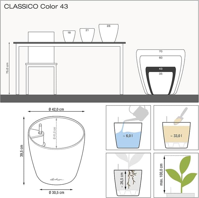 Detalle 2 de Lechuza Classico Color 43 macetero con riego 33 l