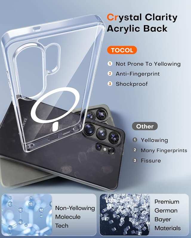 Detalle de TOCOL Magnetic Case for Samsung Galaxy S26 Ultra (MagSafe) – Clear Slim TPU Back Cover