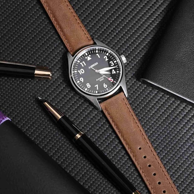 Thumbnail 6 de Anbeer Retro Crazy Horse leather watch strap with quick release (16–24mm)