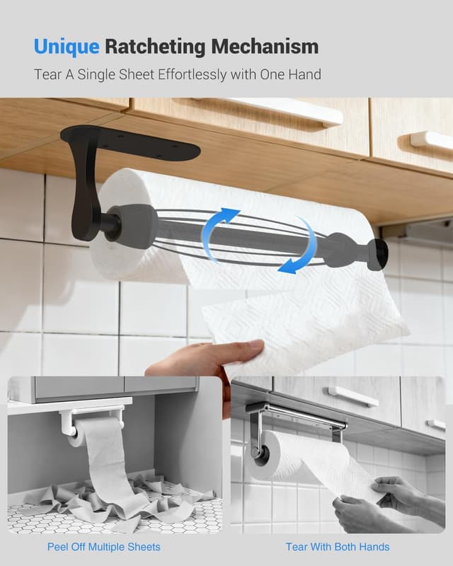 Thumbnail 1 de Paper Towel Holder Under Cabinet One-Handed Tear 🧻