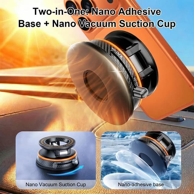 Thumbnail 6 de Uprosdik Black Magnetic Phone Holder for Car with 3000gf N55 magnet and 360° adjustment (Orange)