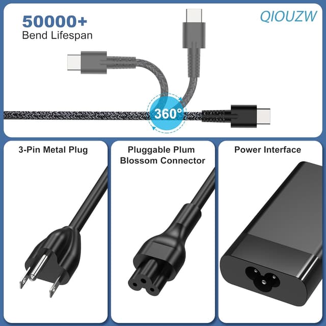 Detalle de QIOUZW New Slim 65W USB C Laptop Charger