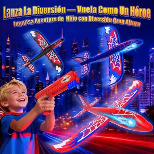 Detalle 2 de Mirthigig S-pider: set de 3 aviones lanzador con ojos luminosos (3 a 12 años)