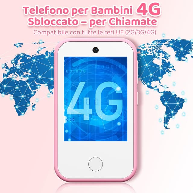 Detalle 2 de CHAKEYAKE Telefono per Bambini 4G sbloccato con schermo touch HD da 2,8" e fotocamere dual (rosa)