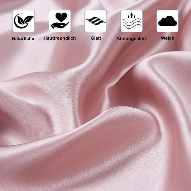 Thumbnail 6 de Ravmix Seidenkissenbezug 40x80 (Maulbeerseide), 1 Stück, Rosa – mit verstecktem Reißverschluss