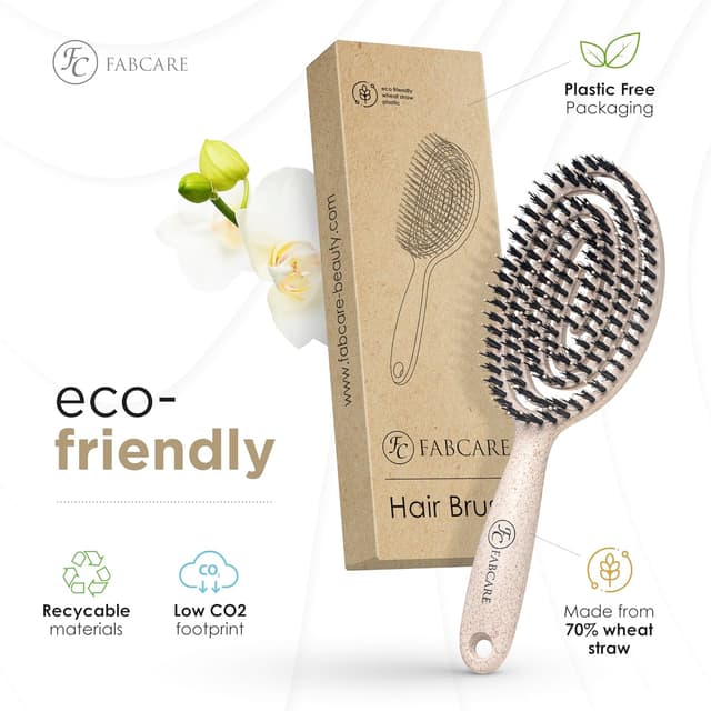 Detalle 2 de FABCARE Bio Haarbürste mit Wildschweinborsten