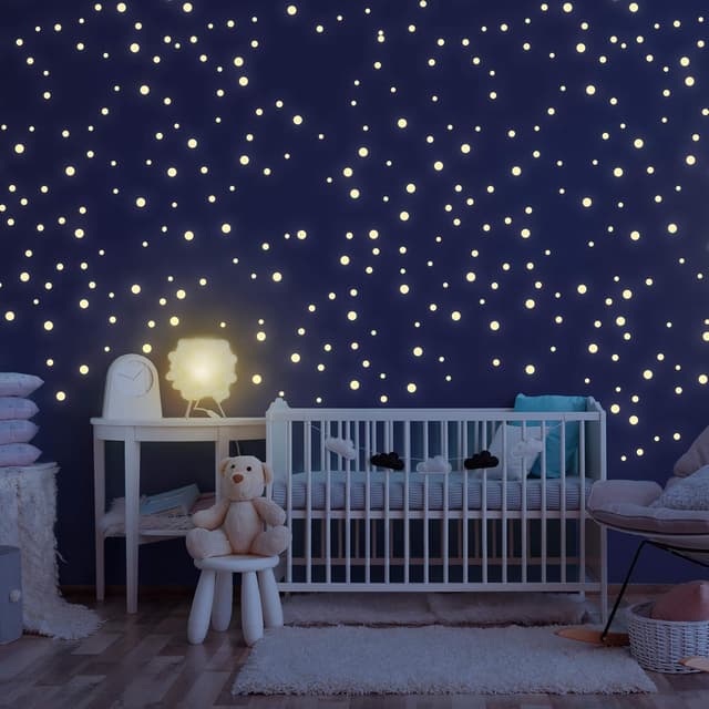 Detalle de Leuchtsterne Kinderzimmer (400 Stück) – selbstklebende Glow-in-the-Dark Sterne für Wand & Decke
