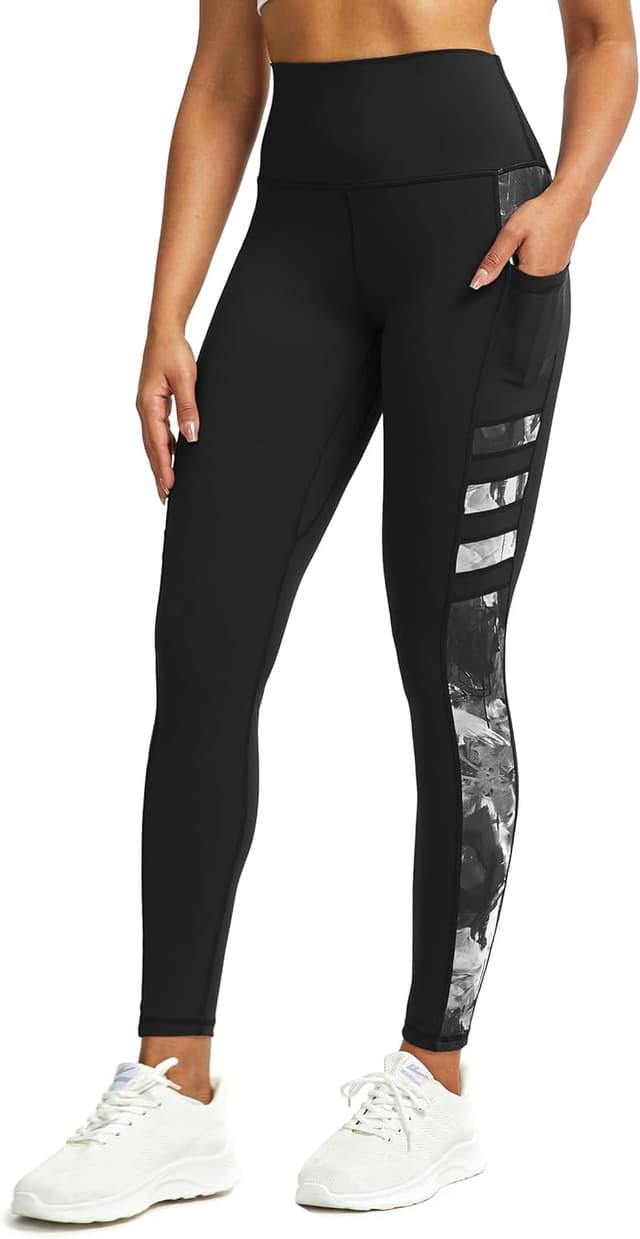 Detalle de Tuspryt Sport Leggings Damen mit Taschen – blickdichte High-Waist Trainingshose für Yoga, Fitness & Lauf-Workouts