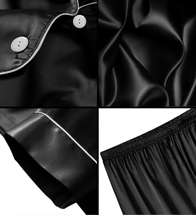 Detalle de SWOMOG Girls Silk Pyjamas Short Sleeve Satin Button-Down 2-Piece Set (Kids)