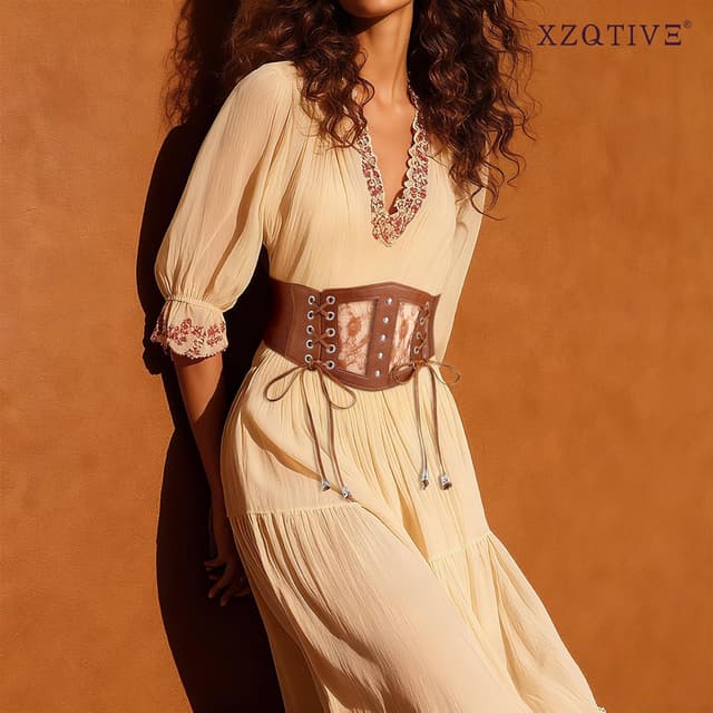 Detalle de XZQTIVE Women’s Corset Belt with Elastic Lace Waist Cinch for Costume & Casual Wear