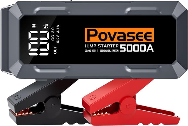Detalle de Povasee 5000A Starthilfe Powerbank für 12V Fahrzeuge