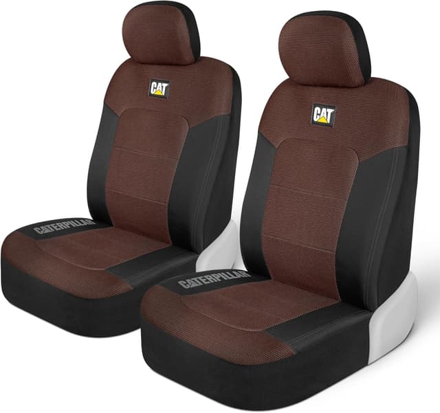 Detalle de CAT Brown & Black MeshFlex Front Seat Covers (Set of 2) — Airbag-Compatible SUV & Truck Seat Protectors