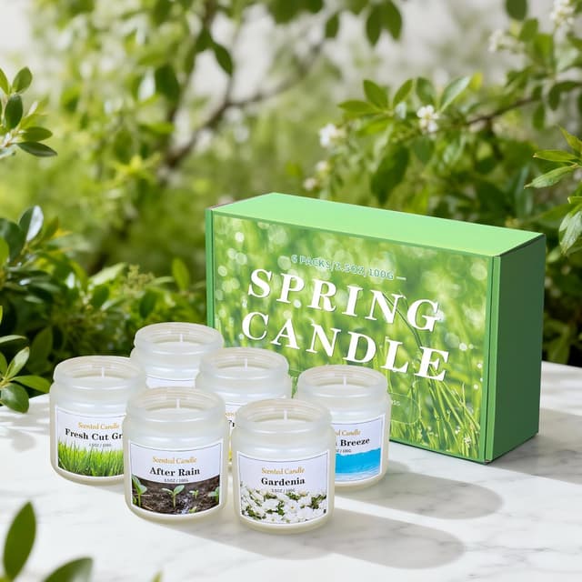 Detalle 2 de Aeraroma 6 Pack Spring Candles (Natural Soy Wax) – Scented Home & Aromatherapy Gift Set
