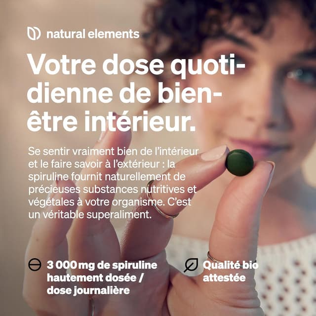 Detalle de Spiruline Bio 600 – 600 comprimés de spiruline bio riches en phycocyanine et protéines