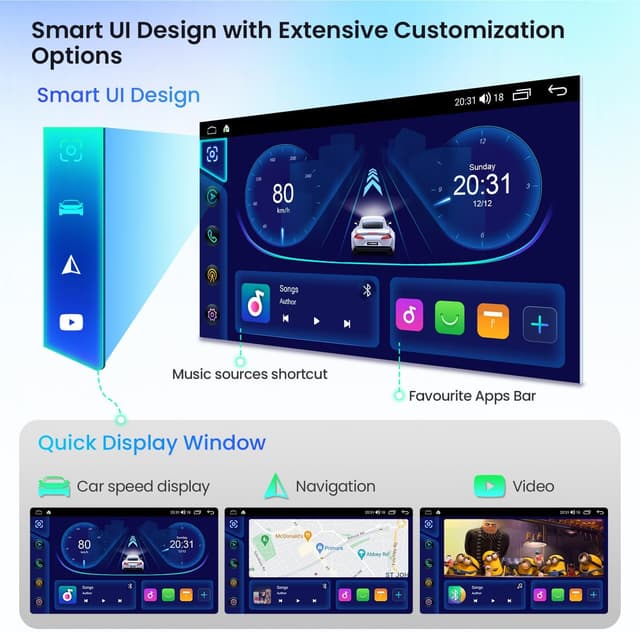 Detalle de XTRONS Double Din 2+64GB Android car stereo with Bluetooth, EQ DSP and optional DAB+