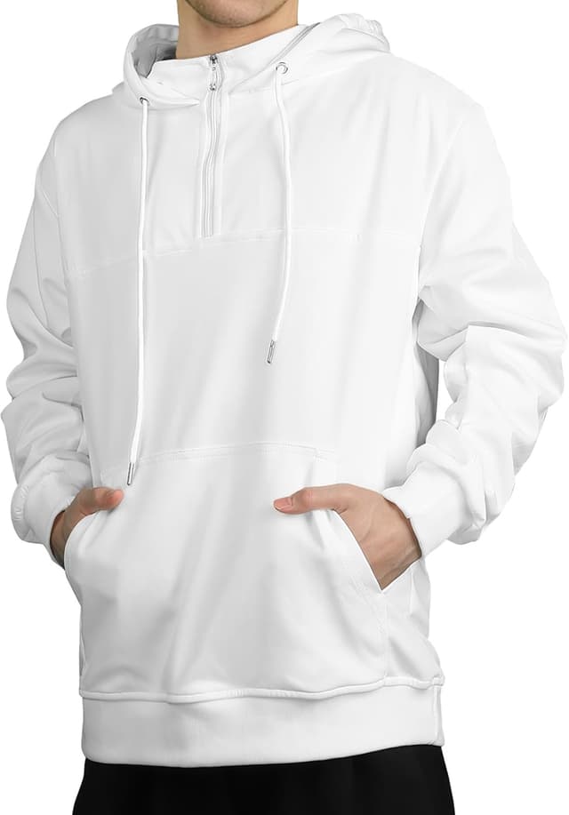 Detalle de Gavliuu Herren Zip Hoodie mit Stehkragen & Doppelkapuze (300 g/m²) – Loose Fit für Frühling, Herbst & Winter