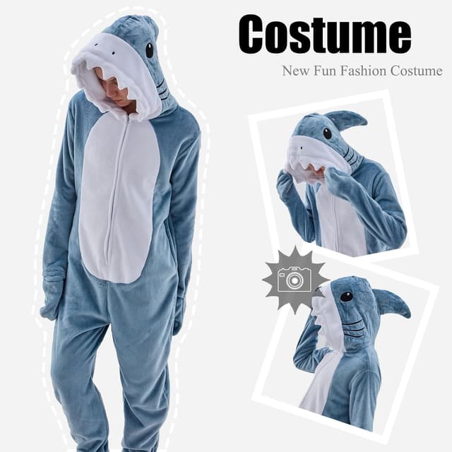 Detalle 2 de JUOLOET Unisex Animal Onesie Pajamas with Zipper and Pockets (Halloween One-Piece Costume)