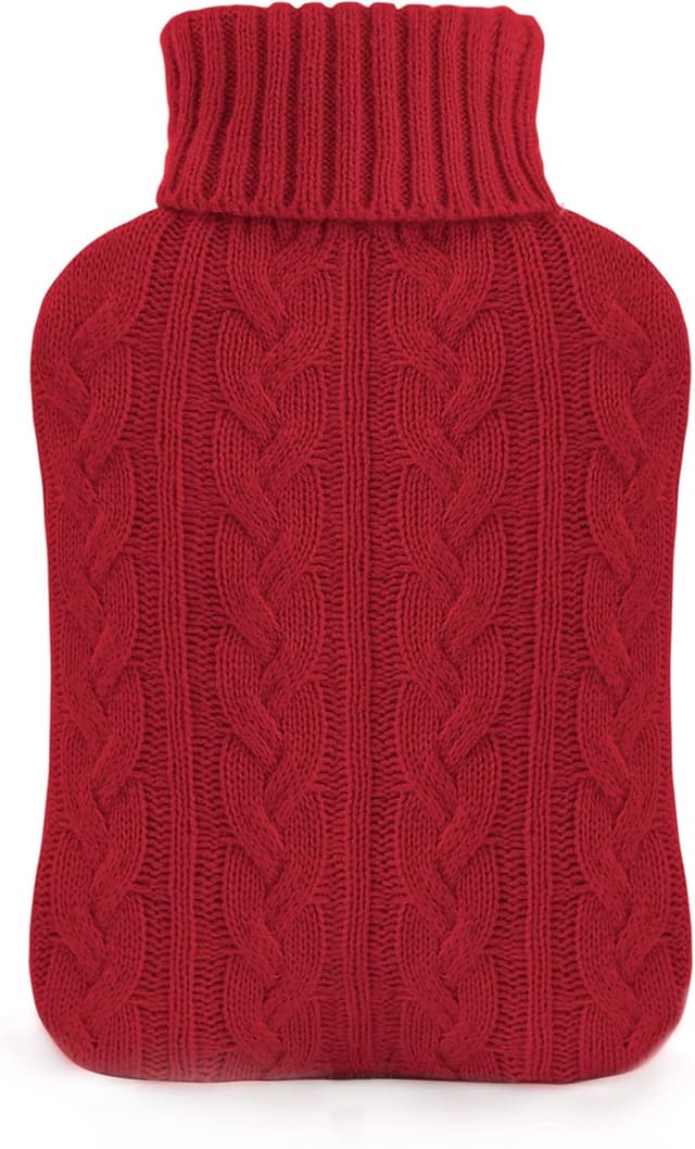 Detalle de samply Wärmflasche mit Bezug (2L) – weicher Premium-Strickbezug in Knallrot