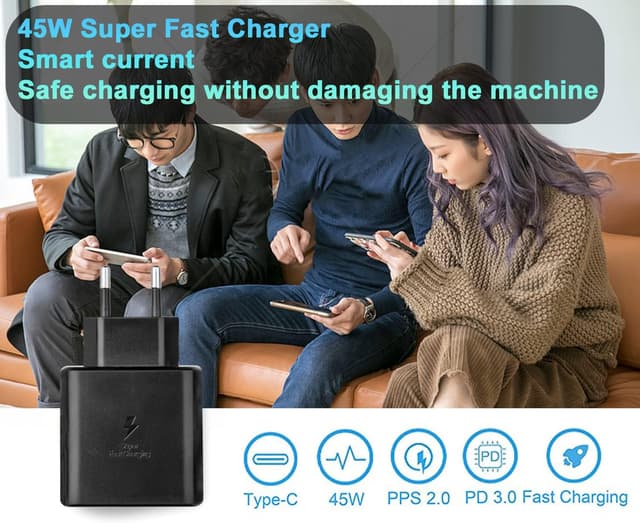 Thumbnail 6 de Caricabatterie USB‑C da 45W con cavo rapido 2 m per Samsung Galaxy S e Tab (Power Delivery)