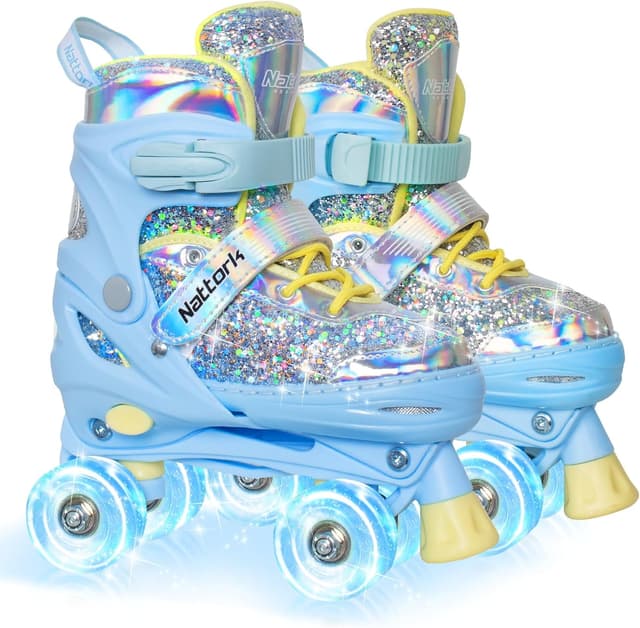 Detalle de Nattork Kids Adjustable Roller Skates, 4 Sizes 🛼