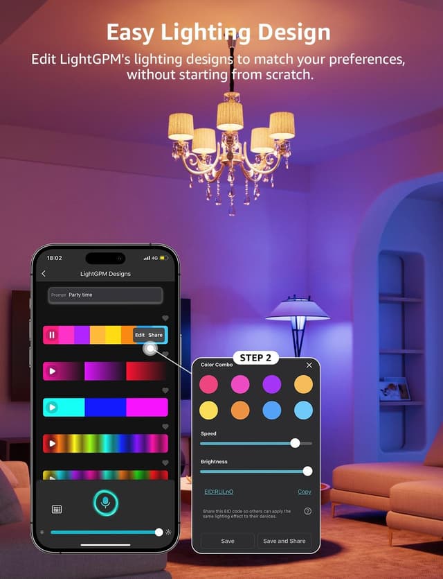 Thumbnail 6 de Lepro BP1 AI Smart Bulb E14 RGBWW (Pack of 2) with Alexa & Google Assistant, Music Sync, 4.9W