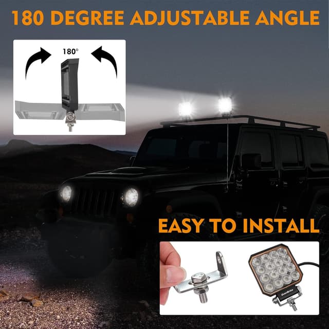 Thumbnail 6 de EverBrite Faro da Lavoro con 16 LED, 25W (2 pezzi) IP66 6000-7000K per fuoristrada