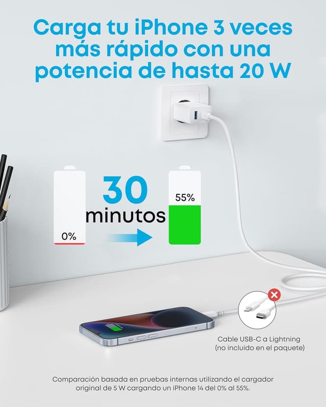 Thumbnail 3 de Anker Cargador 20W USB C carga rápida 2 Puertos