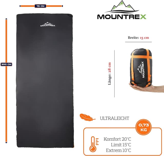 Detalle 2 de MOUNTREX Schlafsack 200 x 75 cm ultraleicht
