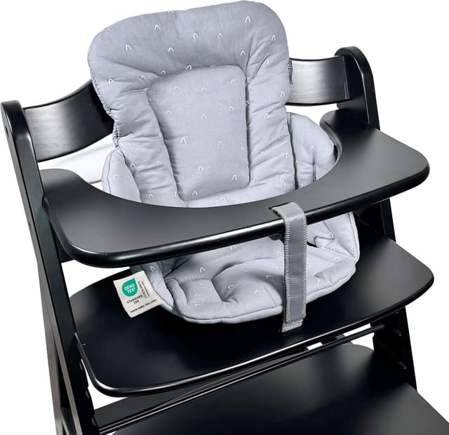 Detalle de LaLoona baby bedding réducteur pour chaise haute Hauck Alpha et Beta — coussin d’assise moelleux gris, certifié OEKO-TEX Standard 100