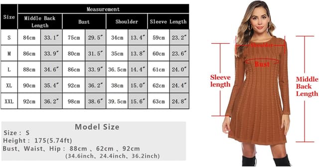 Detalle 2 de Gyabnw robe pull hiver tricot col rond