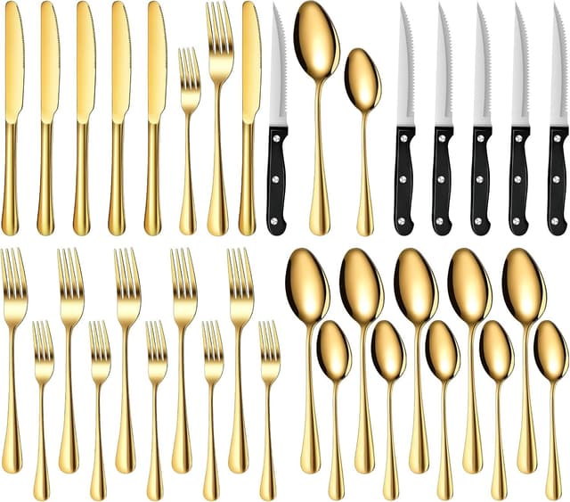 Detalle de TAN REN Gold Besteck Set 6 Personen 36-teilig