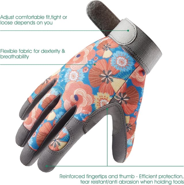 Detalle 2 de COOLJOB Gartenhandschuhe für Damen mit Klettverschluss (S–M) – durchstichsichere Rosenhandschuhe aus Kunstleder, 1 Paar