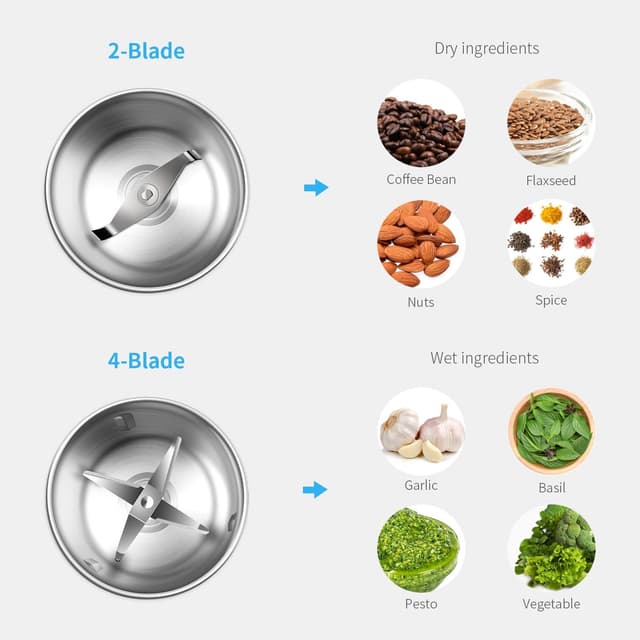 Thumbnail 2 de SHARDOR Coffee grinder 70g with 2 stainless bowls