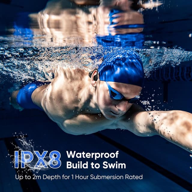 Detalle 2 de Nanajorwa Bone Conduction Swimming Headphones with IPX8, 32GB MP3 Player, Bluetooth 6.0 (Black)